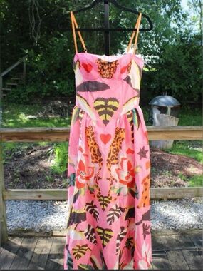 Nice To Meet You Pink Tropical Print Midi Dress 2XL fits like L